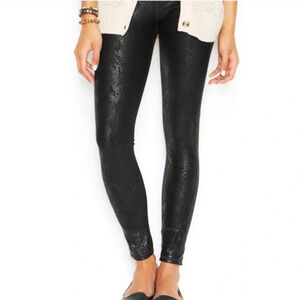 Snake print faux leather leggings